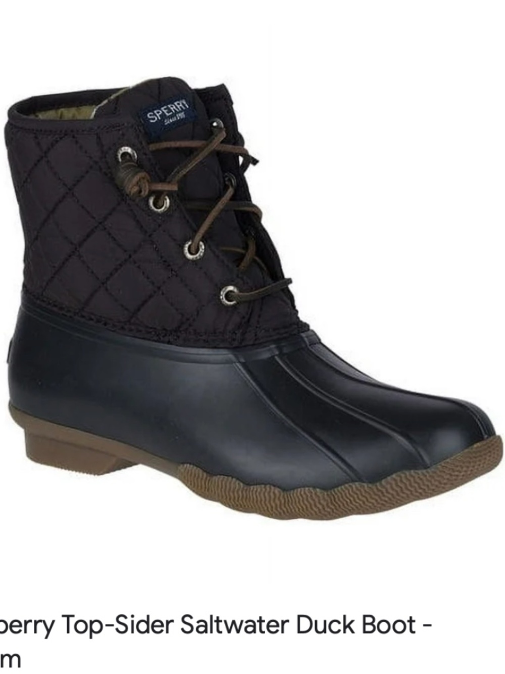 Sperry Top-Sider Saltwater Quilted Duck Boot in Black - Size 7